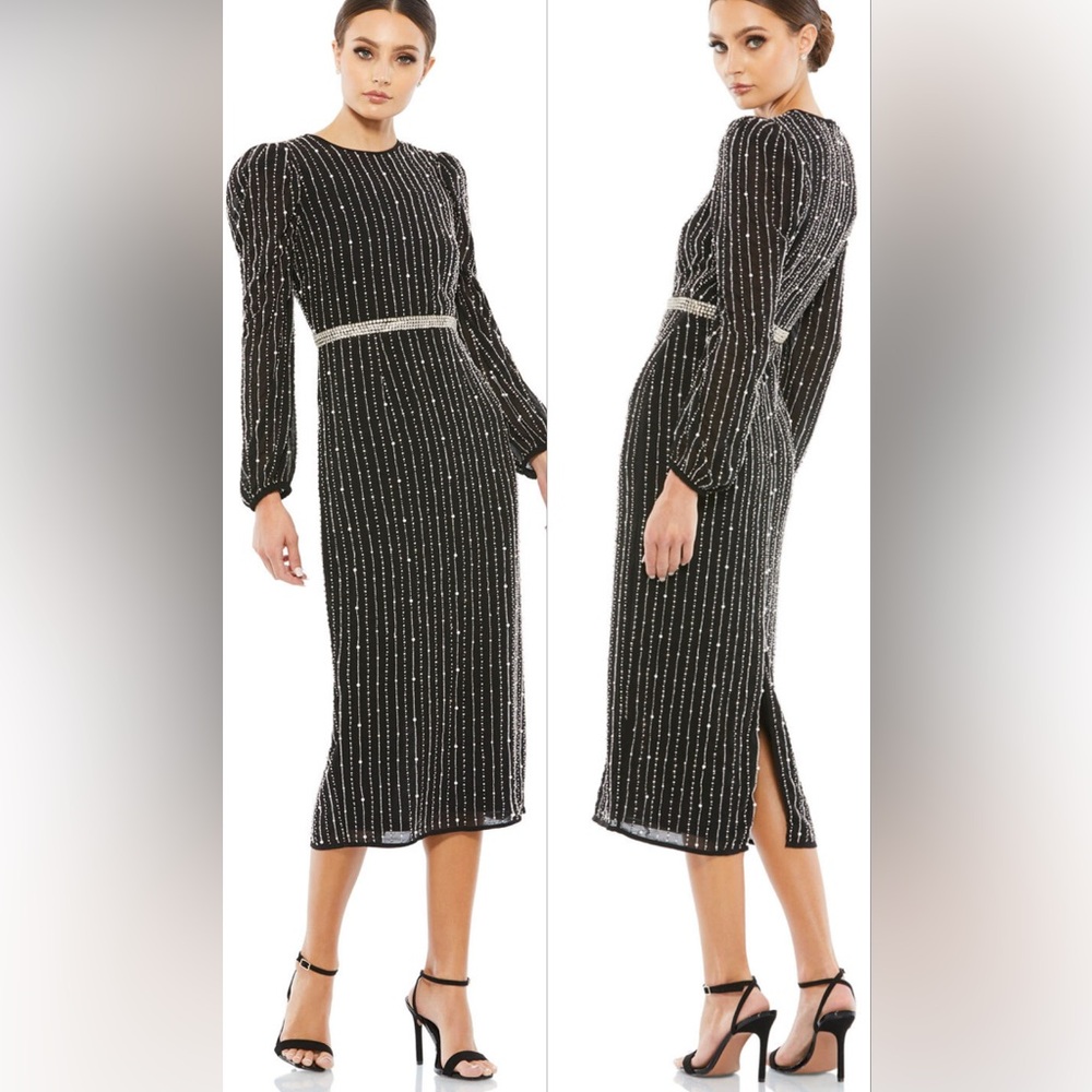 New Mac Duggal 93622 Long Sleeve Embellished Dress